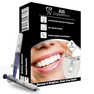 AZS CrystalWhite Instant Teeth Whitening Kit - 5 x LED Lights Technology for Faster and Safer Visible Results, Oral care, Manual Dental Whitening Treatment for adults at Home, Zero Sensitivity, Removes Tooth Stains, Get Dazzle Brighter Smile.