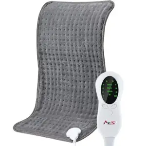 AZS Orthopedic Electric Heating Pad - King Size XXL (30 x 16), Portable for Shoulder, Neck, Back, Cramps, Menstrual Pain - Offers 10 Heat Settings & 3 Timer, LED Controller, Machine Washable (Grey)